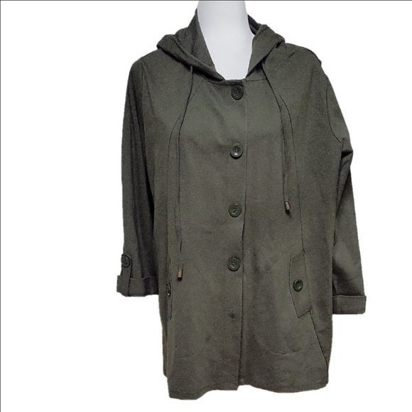 Christian Siriano Green Utility Jacket with Hood 1x - Picture 2 of 7